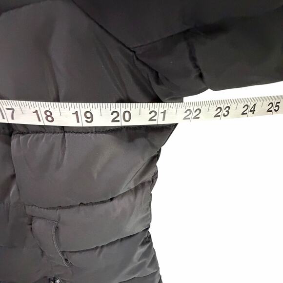 Tommy Hilfiger Puffer Coat Womens XL Black Faux Fur Trim Hooded Warm Outdoor Y2K - Picture 7 of 16